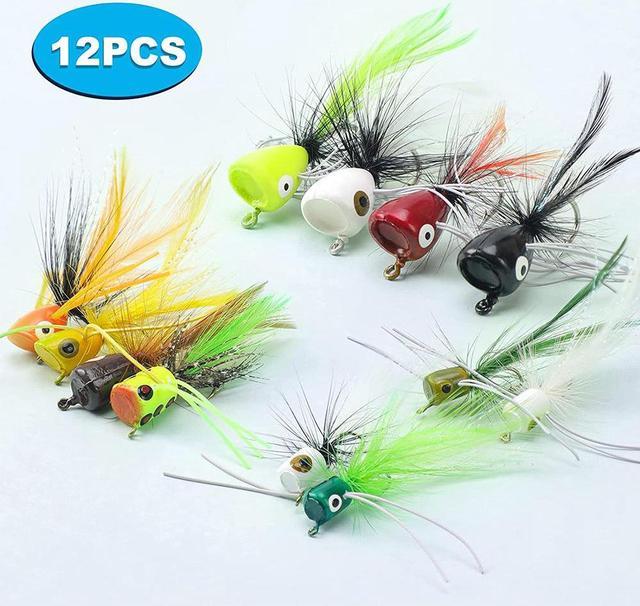 12 pcs Fly Fishing Poppers Fishing Popper Lures for Trout Salmon