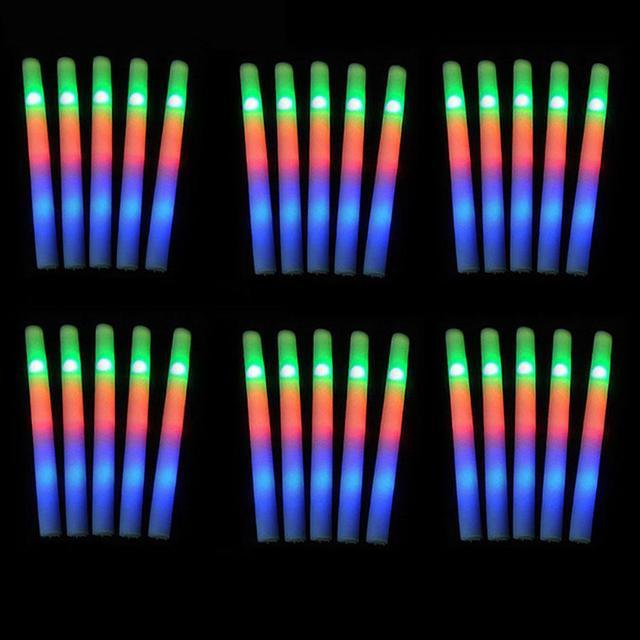 30pcs Multicolor LED Foam Glow Stick Fluorescent Light Sticks for Concert Party