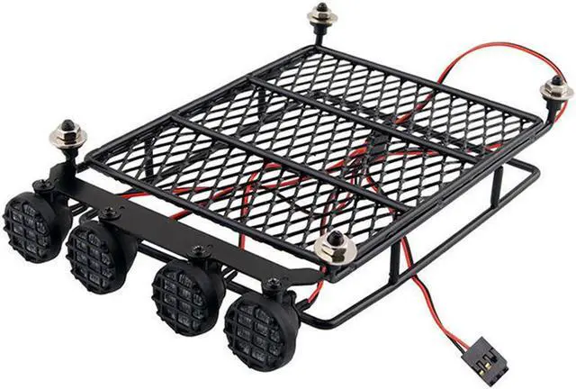 Main image of Roof Rack Luggage Carrier with LED Light Bar for 1/10 Traxxas Defender TAMIYA CC01 Axial SCX10 RC Car Prts Accessories