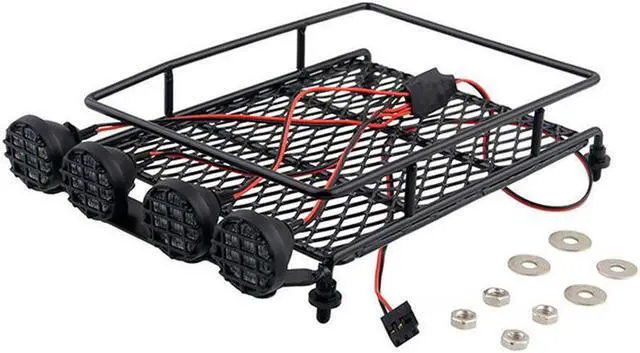 Alt view image 4 of 5 - Roof Rack Luggage Carrier with LED Light Bar for 1/10 Traxxas Defender TAMIYA CC01 Axial SCX10 RC Car Prts Accessories