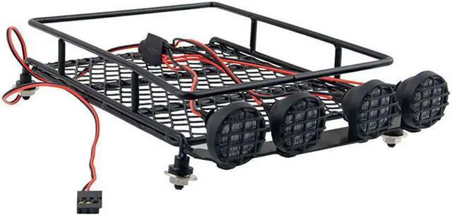 Alt view image 3 of 5 - Roof Rack Luggage Carrier with LED Light Bar for 1/10 Traxxas Defender TAMIYA CC01 Axial SCX10 RC Car Prts Accessories
