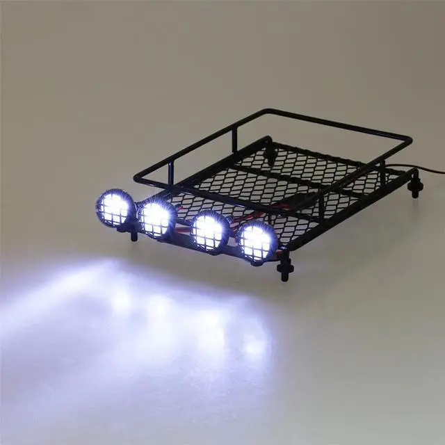 Alt view image 2 of 5 - Roof Rack Luggage Carrier with LED Light Bar for 1/10 Traxxas Defender TAMIYA CC01 Axial SCX10 RC Car Prts Accessories