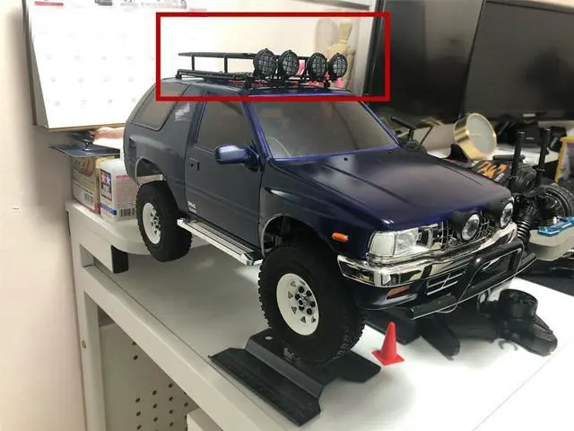 Alt view image 5 of 5 - Roof Rack Luggage Carrier with LED Light Bar for 1/10 Traxxas Defender TAMIYA CC01 Axial SCX10 RC Car Prts Accessories