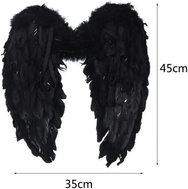 Alt view image 3 of 5 - Yassdwbn Angel Fairy Feather Wings Halo Gothic Cosplay Props