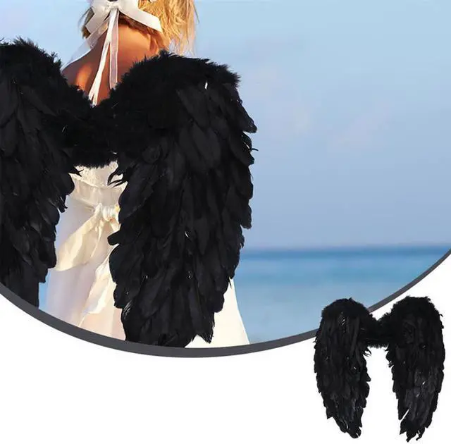 Alt view image 5 of 5 - Yassdwbn Angel Fairy Feather Wings Halo Gothic Cosplay Props