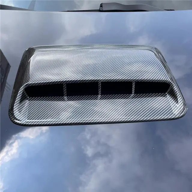 Alt view image 5 of 7 - Paiying 3Pcs Carbon Fiber ABS Car Hood Scoop Center & Side Intake Decorative Covers USA