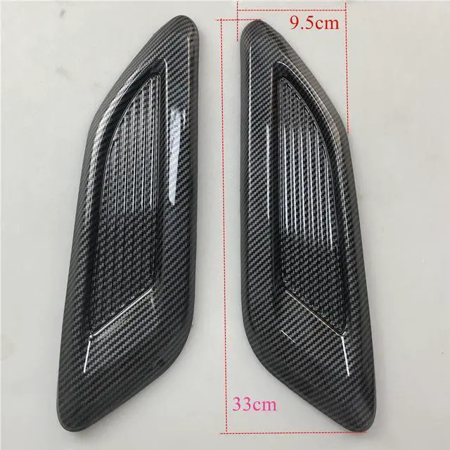 Alt view image 6 of 7 - Paiying 3Pcs Carbon Fiber ABS Car Hood Scoop Center & Side Intake Decorative Covers USA