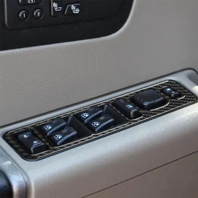 Alt view image 6 of 6 - Yingshan 4pcs Real Carbon Fiber Window Lift Switch Panel Cover Trim For Hummer H2 2003-07