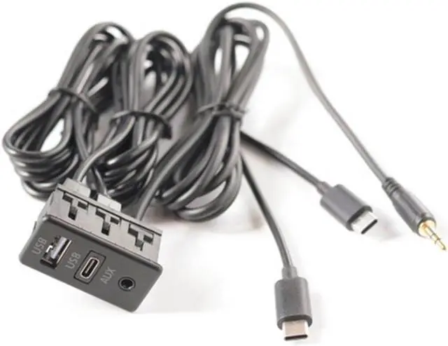 Alt view image 2 of 5 - Paiying USB+TYPE-C+AUX RCA Audio Input Socket Panel Extension Cable Adapter ABS Black