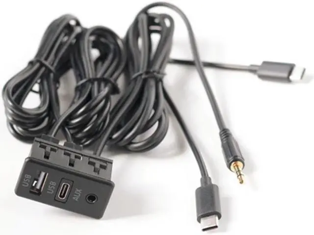 Alt view image 4 of 5 - Paiying USB+TYPE-C+AUX RCA Audio Input Socket Panel Extension Cable Adapter ABS Black