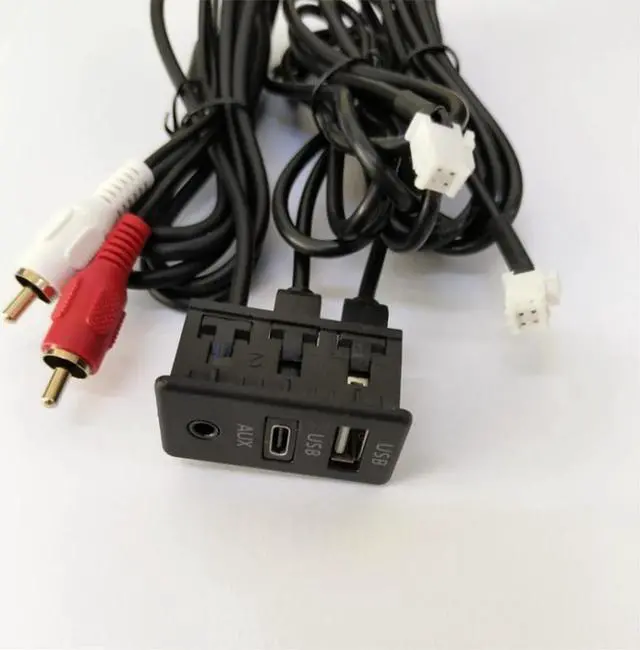 Alt view image 4 of 5 - Paiying Audio Input AUX Port Panel Adapter Extension Cable 4 Pin 6 Pin to USB+TYPE-C+RCA