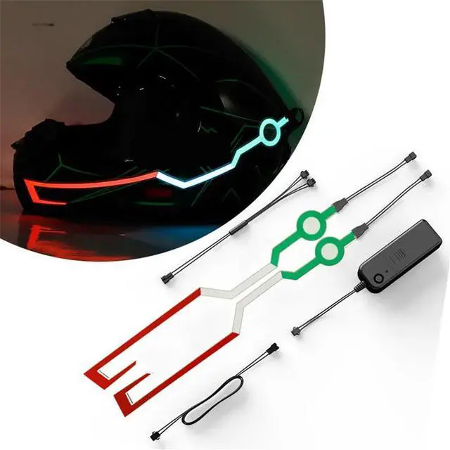 Alt view image 4 of 6 - Yingshan Motorcycle Helmet Luminous Strip LED cold light Reflective Sticker Modified