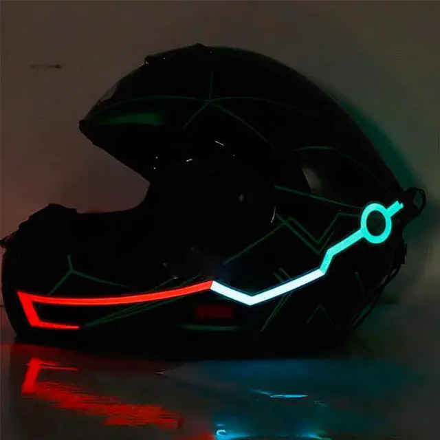 Alt view image 5 of 6 - Yingshan Motorcycle Helmet Luminous Strip LED cold light Reflective Sticker Modified