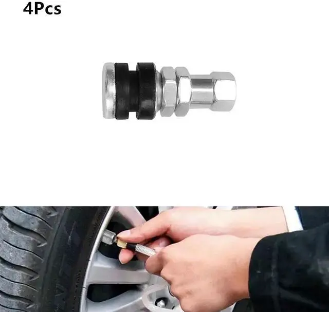 Alt view image 5 of 5 - Yingshan 4Pcs Tr161 Bolt In Tyre Valve Tire Metal Tubeless Clamp In Wheel Rim Rubber