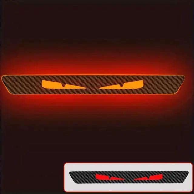 Alt view image 4 of 5 - Furulu Universal 3D Carbon Fiber Look Sticker Emblem Demon Eye Brake Tail Light Decal