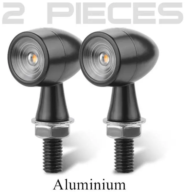Alt view image 4 of 5 - Furulu Pair Mini Bullet Aluminum Motorcycle Led Turn Signals 12V Brake Red Flashing  Lamp Amber Red
