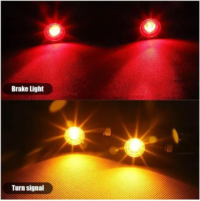Alt view image 3 of 5 - Furulu Pair Mini Bullet Aluminum Motorcycle Led Turn Signals 12V Brake Red Flashing  Lamp Amber Red