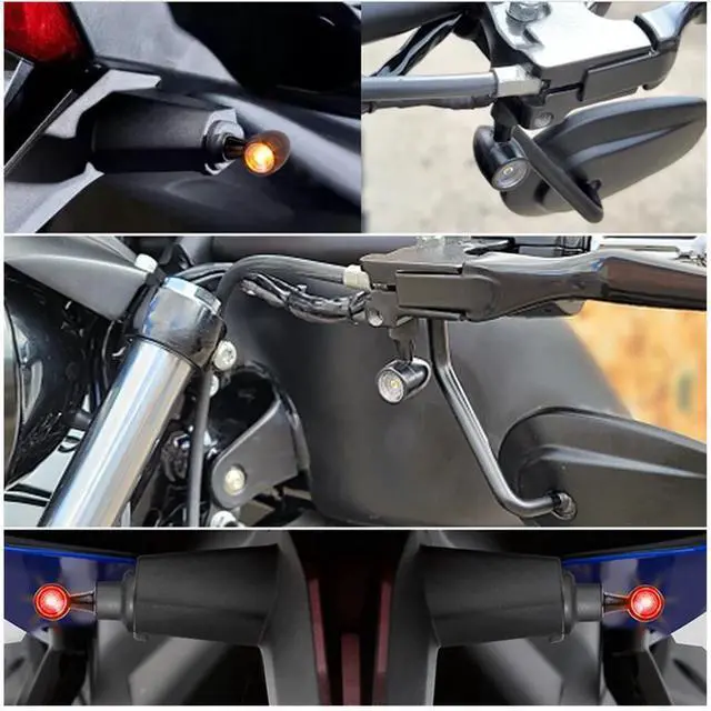 Alt view image 2 of 5 - Furulu Pair Mini Bullet Aluminum Motorcycle Led Turn Signals 12V Brake Red Flashing  Lamp Amber Red
