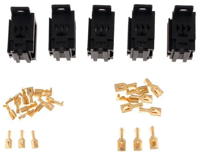Alt view image 4 of 5 - Paiying 5 Sets 40A 5Pin Car Relay Socket with 6.3mm & 4.8mm Terminals Kit For Car Truck