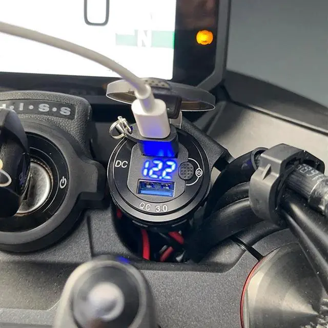 Alt view image 3 of 5 - Paiying Quick Charger 2USB Power Connector Socket With Voltage Display For CB750 Hornet