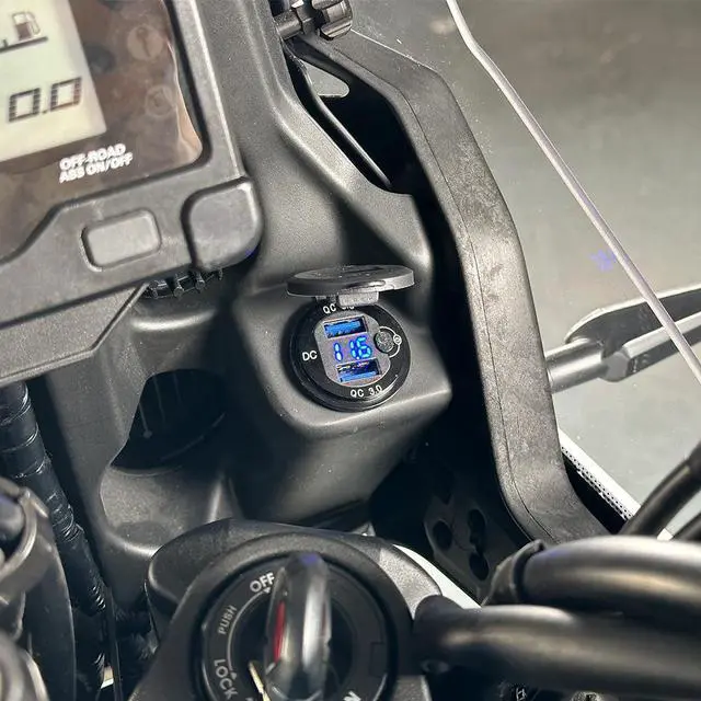 Alt view image 2 of 5 - Acaigel 3.0 Quick Charger Dual USB Power Connector Socket with Voltage Display For Yamaha Tenere 700 Rally