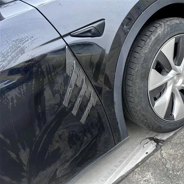 Alt view image 3 of 5 - Yassdwbn Carbon Fiber Look Car Rear Window Decoration Stickers Side Spoiler Splitter Trim