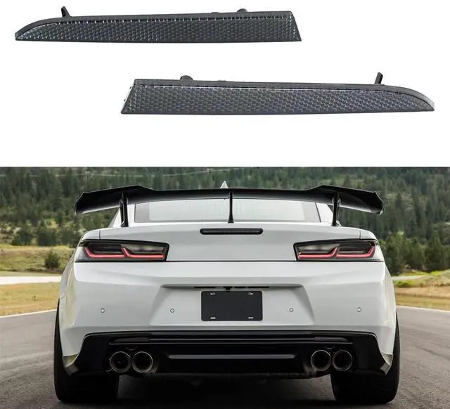 Main image of Paiying Smoke Lens Rear Bumper Diffuser Reflectors For Chevy Camaro 2016-2022 Lt Ss Zl1