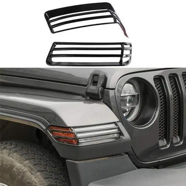 Main image of Acaigel Front Wheel Eyebrow Lamp Cover Trim Glossy Black For Jeep Wrangler 2018-2022 US