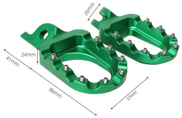 Alt view image 3 of 5 - Yingshan Green Footpegs Foot Pedals Rests For Kawasaki Kx250F/450F 09-18 Kx65 00-19