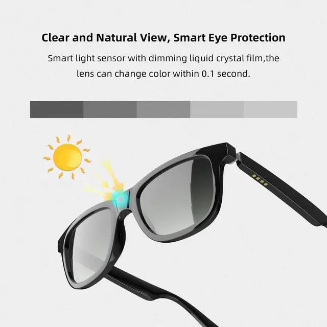 Alt view image 2 of 7 - TUGAU Auto dimming0.01s LCD smart glasses Polarized Bluetooth5.0 TWS Directional Audio Music Phonecall Sari IP66 waterproof 13 Mins magnetic fast charge TR90 superlight Textured hinge Inspired design