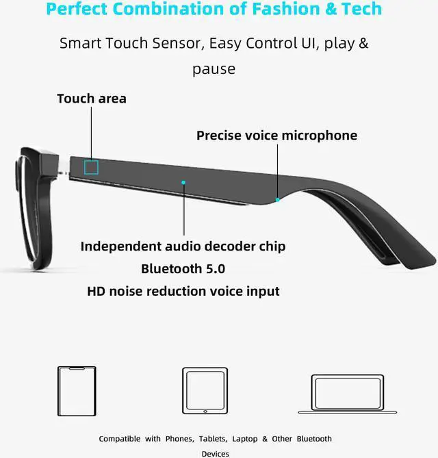 Alt view image 3 of 7 - TUGAU Auto dimming0.01s LCD smart glasses Polarized Bluetooth5.0 TWS Directional Audio Music Phonecall Sari IP66 waterproof 13 Mins magnetic fast charge TR90 superlight Textured hinge Inspired design