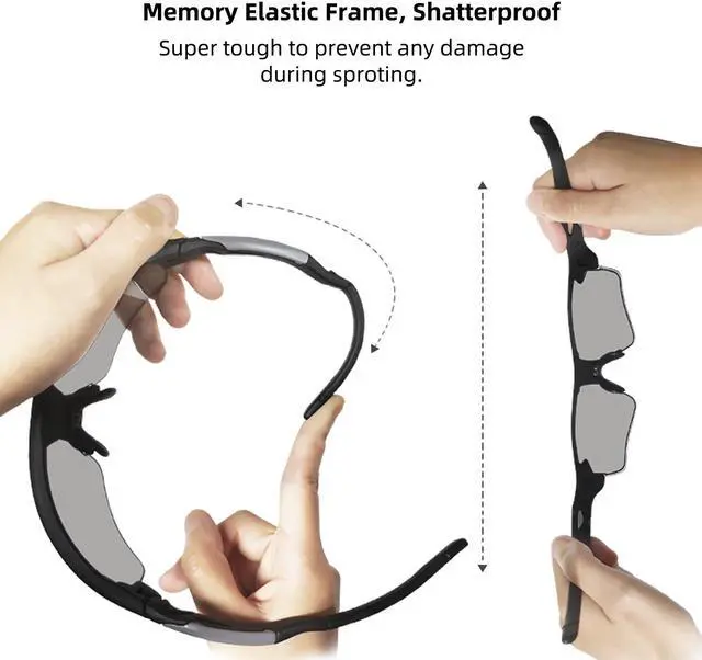 Alt view image 3 of 7 - TUGAU auto dimming Sport Sunglasses Safety Goggles polarised Glasses Eye Protection cycling goggles glasses hiking glasses