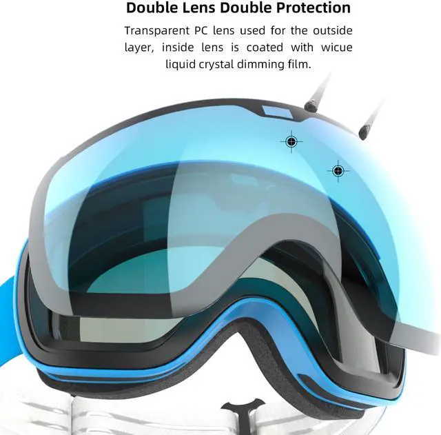 Alt view image 7 of 7 - Electronic skiing goggles instant auto dimming goggles smart goggles auto tinting lenses polarised UV protection