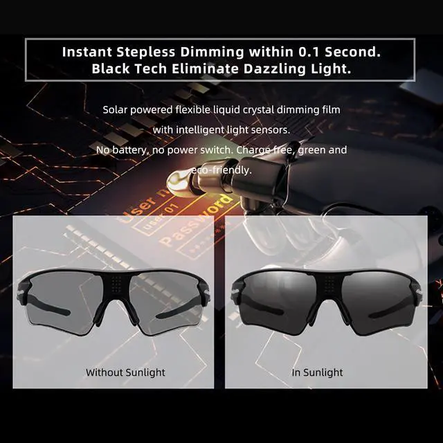 Alt view image 4 of 7 - TUGAU auto dimming Sport Sunglasses Safety Goggles polarised Glasses Eye Protection cycling goggles glasses hiking glasses