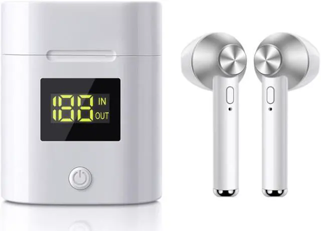 Alt view image 3 of 5 - Bluetooth 5.0 Wireless Earbuds with Power Display Charging Case - Silver