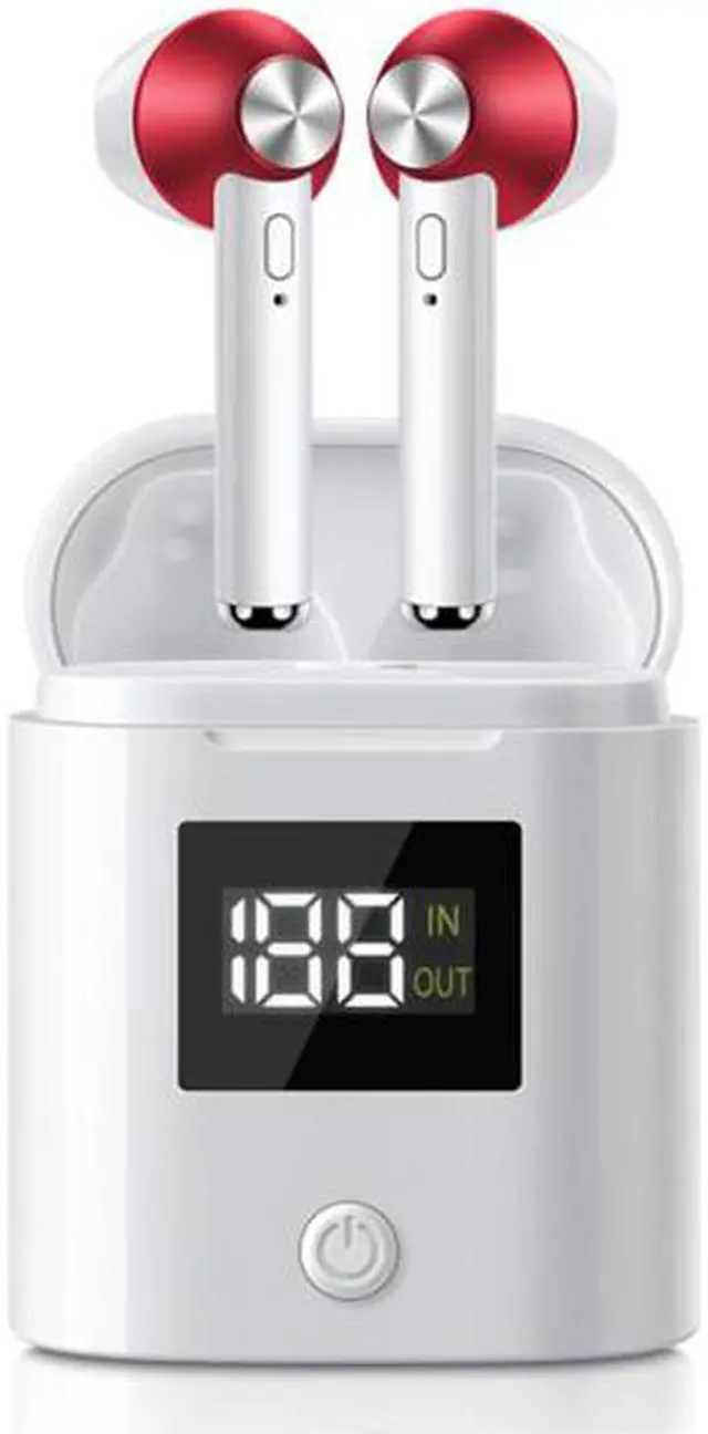 Main image of Bluetooth 5.0 Wireless Earbuds with Power Display Charging Case - Red