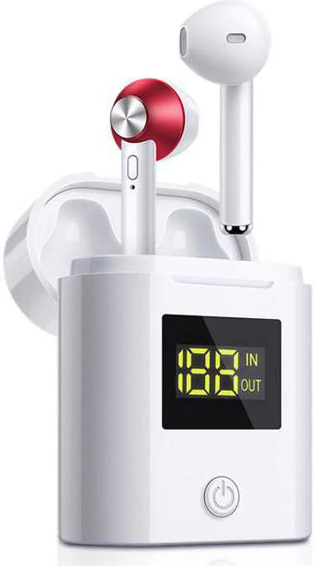 Alt view image 2 of 5 - Bluetooth 5.0 Wireless Earbuds with Power Display Charging Case - Red