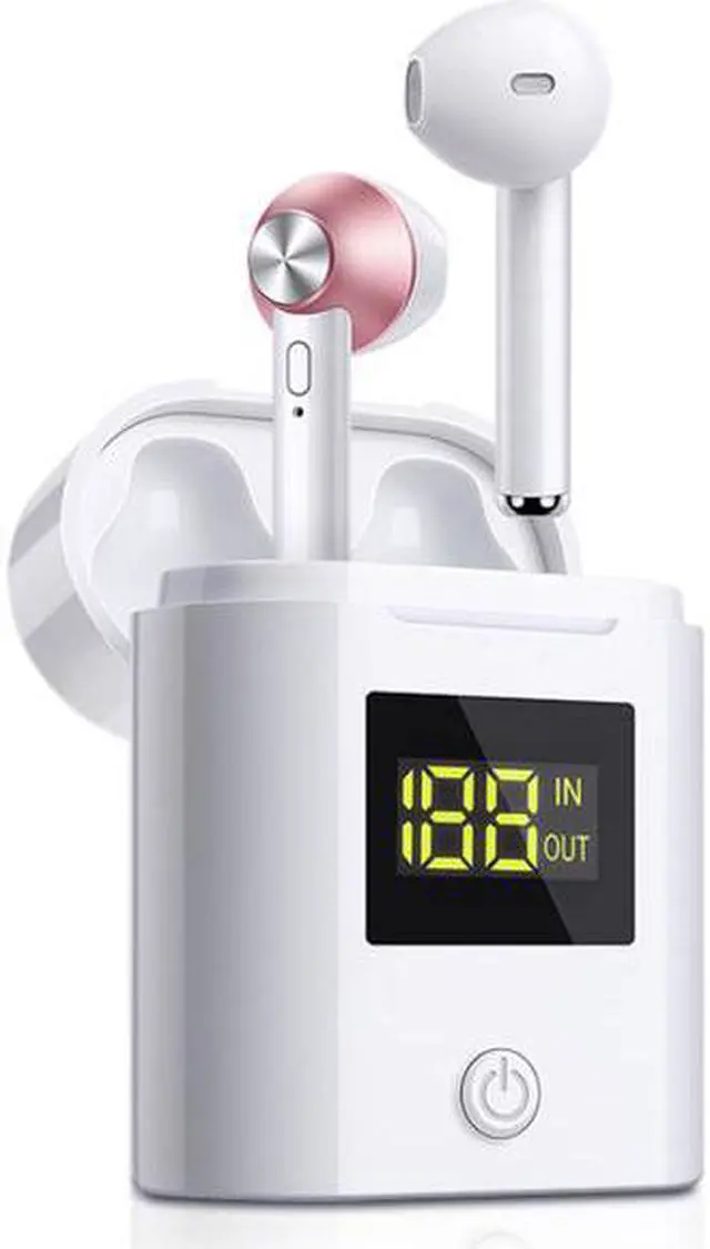 Alt view image 2 of 5 - Bluetooth 5.0 Wireless Earbuds with Power Display Charging Case - Rose Gold