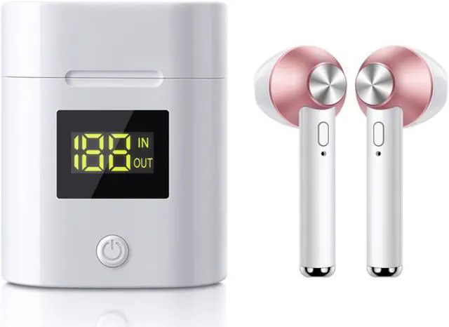 Alt view image 3 of 5 - Bluetooth 5.0 Wireless Earbuds with Power Display Charging Case - Rose Gold