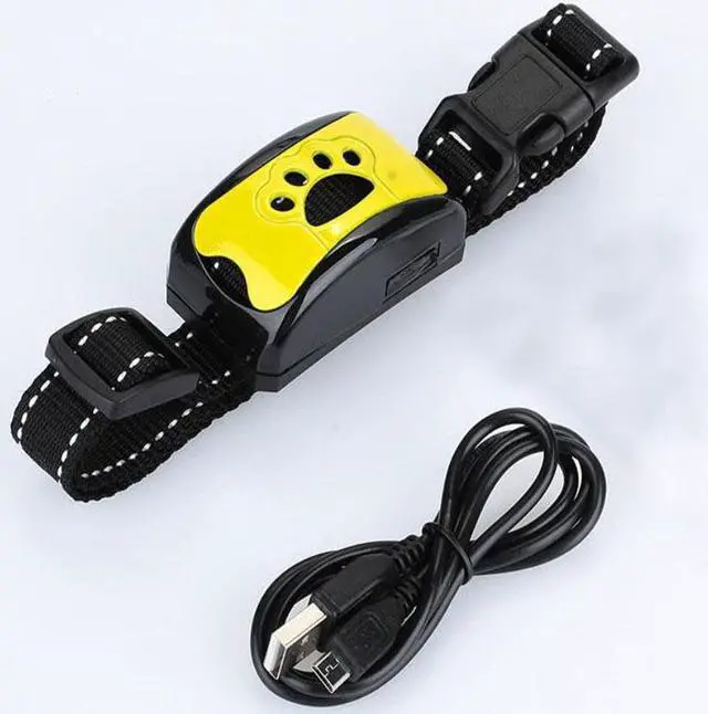 Alt view image 2 of 2 - Rechargeable Dog Bark Collar - Humane, No Shock Barking Collar Adjustable - Black with Yellow
