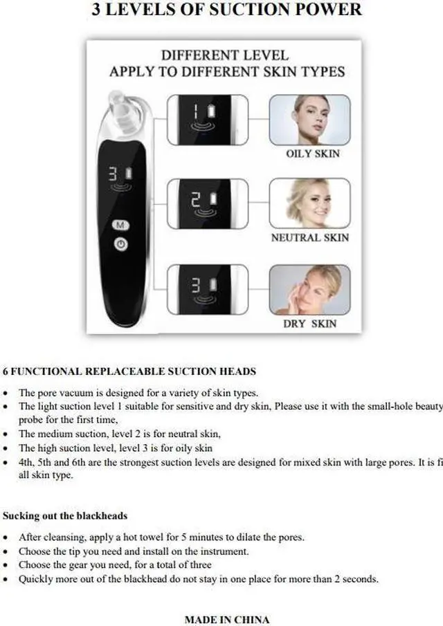 Alt view image 6 of 6 - 6 in 1 Electric Blackhead Remover - Black