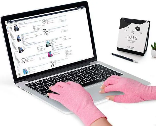 Alt view image 4 of 7 - Compression Arthritis Gloves, Pink - L