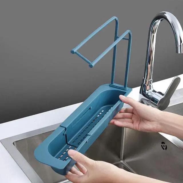 Alt view image 3 of 5 - Telescopic Sink Storage Rack - Dark Blue