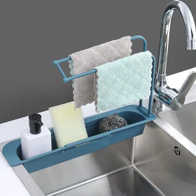 Alt view image 5 of 5 - Telescopic Sink Storage Rack - Dark Blue