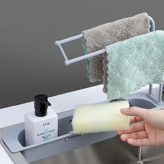 Alt view image 4 of 4 - Telescopic Sink Storage Rack - Grey