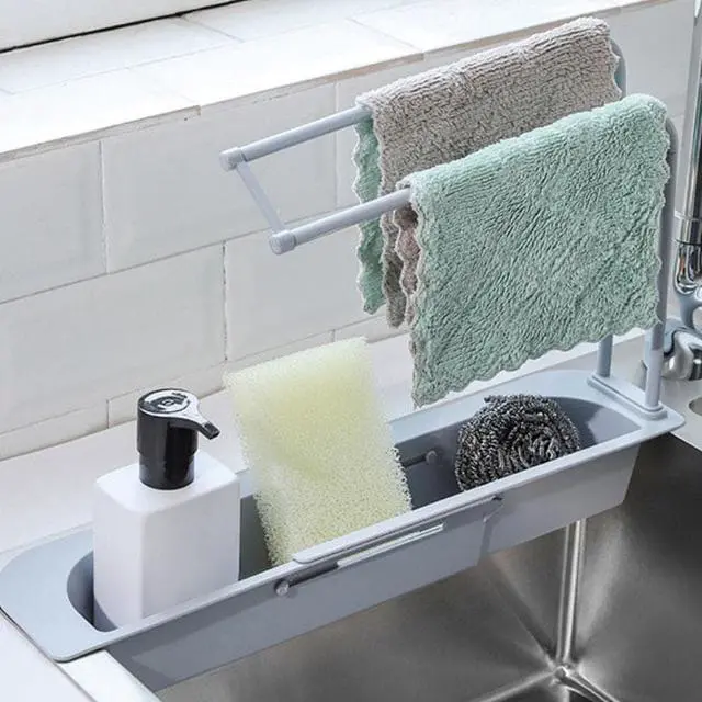 Alt view image 3 of 4 - Telescopic Sink Storage Rack - Grey