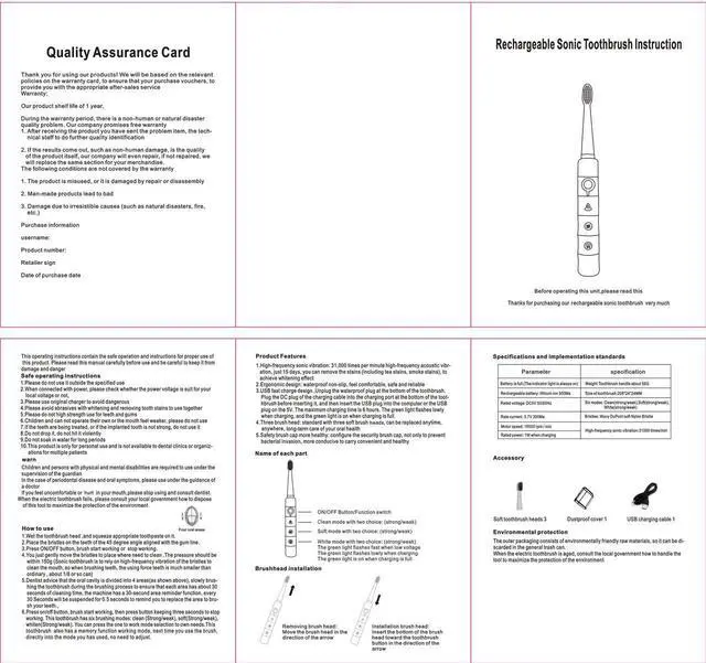 Alt view image 6 of 7 - Electric Toothbrush Powerful Sonic Cleaning - White