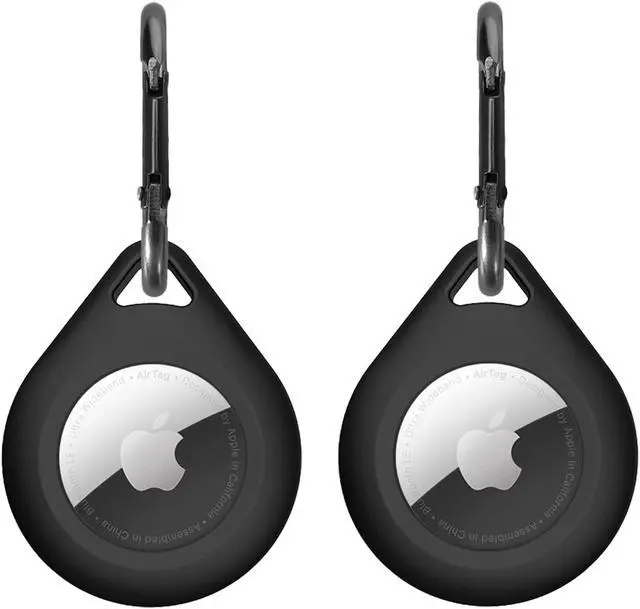 Main image of 2 Pack Premium Silicone Airtag Apple Case, Airtag Keychain Holder, Anti-scratch Protective Cover, Anti-fall Airtag Accesseries, Protective Sleeve Cover Shell for Apple Airtag (2 Black)