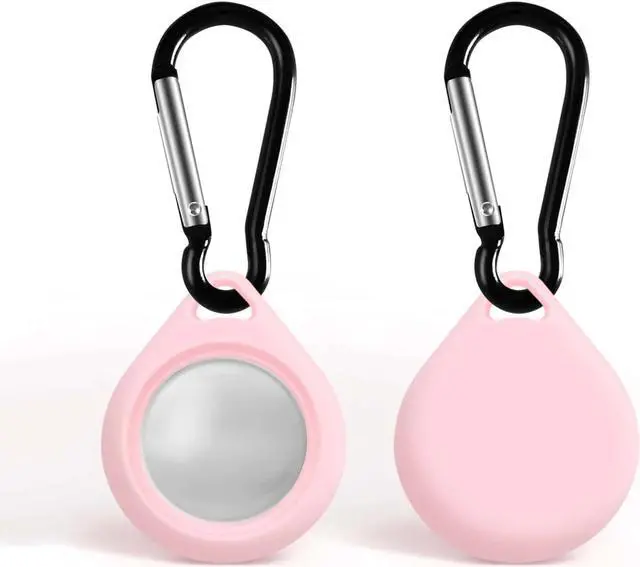 Alt view image 4 of 6 - 2 Pack Premium Silicone Airtag Apple Case, Airtag Keychain Holder, Anti-scratch Protective Cover, Anti-fall Airtag Accesseries, Protective Sleeve Cover Shell for Apple Airtag (White & Pink)