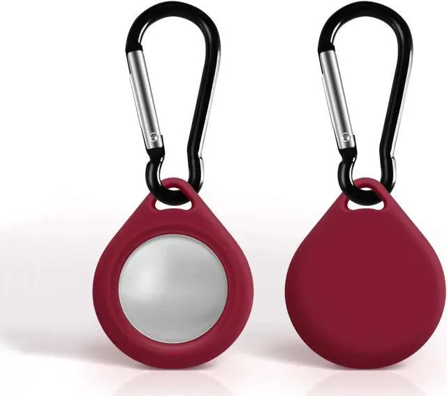 Alt view image 5 of 5 - 2 Pack Premium Silicone Airtag Apple Case, Airtag Keychain Holder, Anti-scratch Protective Cover, Anti-fall Airtag Accesseries, Protective Sleeve Cover Shell for Apple Airtag (Black & Wine Red)